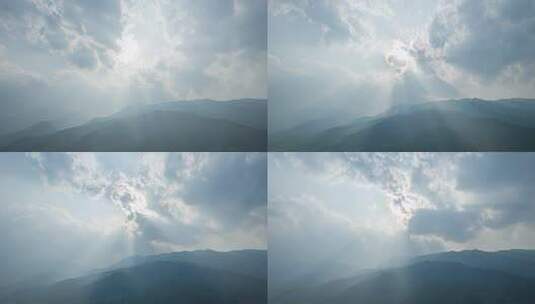 8K大理苍山巍峨山峰耶稣光自然风光航拍延时高清在线视频素材下载