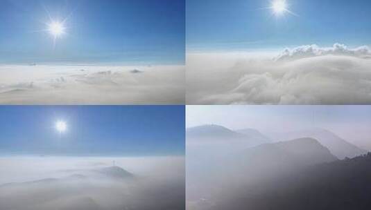 航拍太阳下的云层流动的云延时摄影高清在线视频素材下载