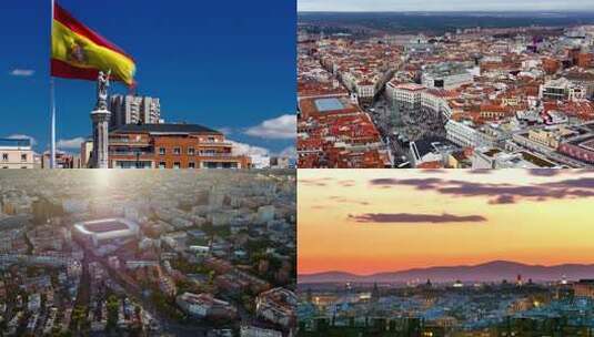 西班牙城市标志性建筑俯瞰全景高清在线视频素材下载