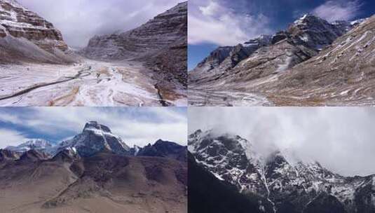 云雾缭绕的雪山山脉高清在线视频素材下载