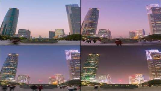 广州_珠江新城_花城广场_日转夜延时_竖屏高清在线视频素材下载
