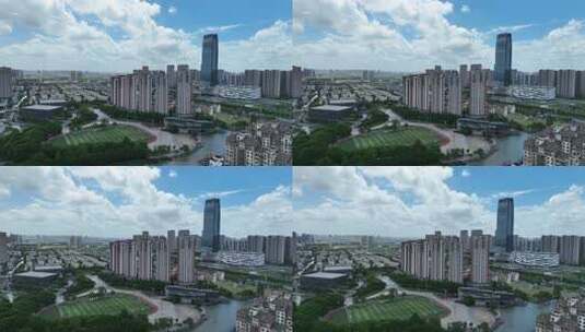 4K航拍昆山城市建筑风光大景高清在线视频素材下载