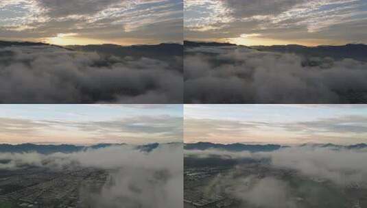 6K -丽江日出平流云，丽江清晨航拍高清在线视频素材下载