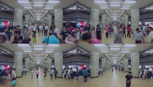 地铁站内行人穿梭高清在线视频素材下载