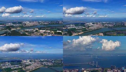 航拍蓝天白云下的深中通道高清在线视频素材下载