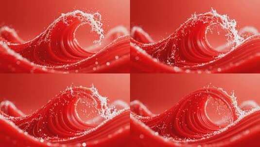 红色液体波浪动感画面高清在线视频素材下载