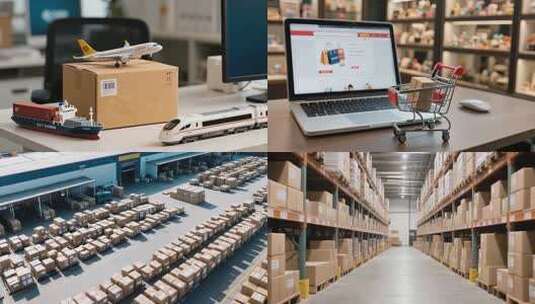 电商购物，物流快递包裹仓储自动化高清在线视频素材下载