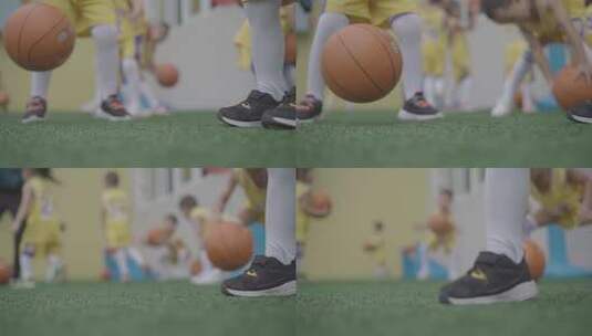 青少年在操场进行篮球活动高清在线视频素材下载