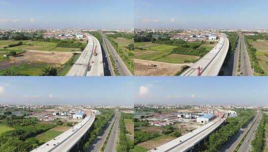 城市快速路建设航拍全景高清在线视频素材下载
