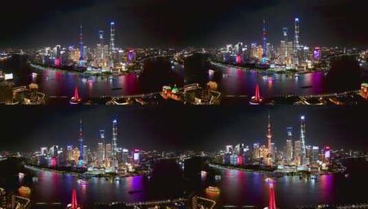 上海陆家嘴全景  夜景航拍高清在线视频素材下载