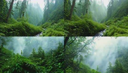 雨后山林 清新翠绿 原始自然活力高清在线视频素材下载