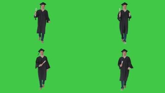 毕业学生走向典礼绿幕高清在线视频素材下载