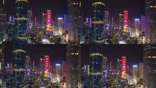 4K视频广州花城广场夜景航拍高清在线视频素材下载