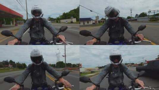 男人骑摩托车的加速镜头高清在线视频素材下载