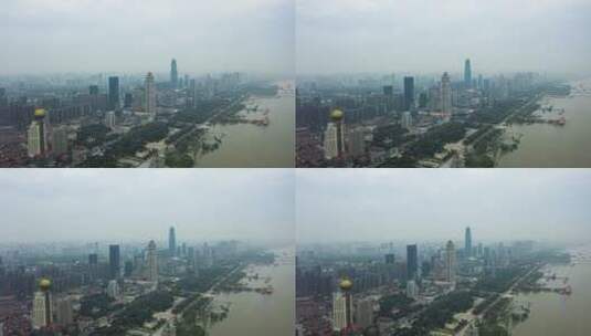4k航拍武汉江滩城市延时高清在线视频素材下载