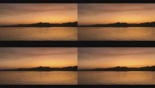 夕阳下的湖水高清在线视频素材下载