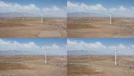 航拍兰州山区里的风力发电场高清在线视频素材下载
