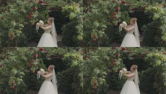 新娘手里拿花束摆拍高清在线视频素材下载