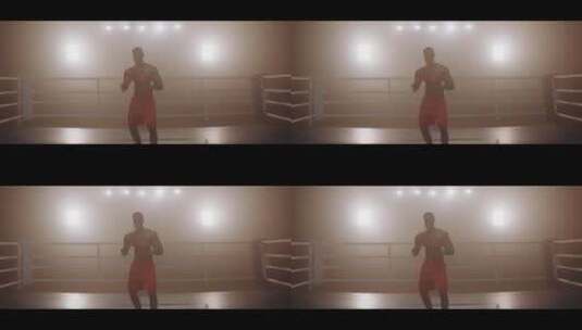 拳击手在拳击台上训练高清在线视频素材下载