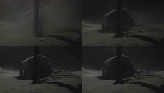 晚上暴风雪中的小屋高清在线视频素材下载