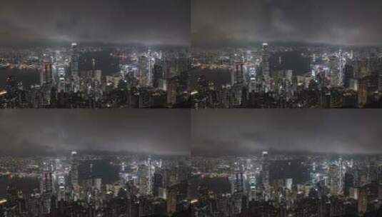 雷雨天城市夜景延时高清在线视频素材下载