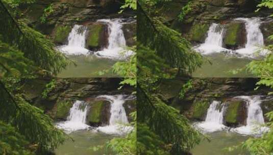 森林中的小瀑布高清在线视频素材下载
