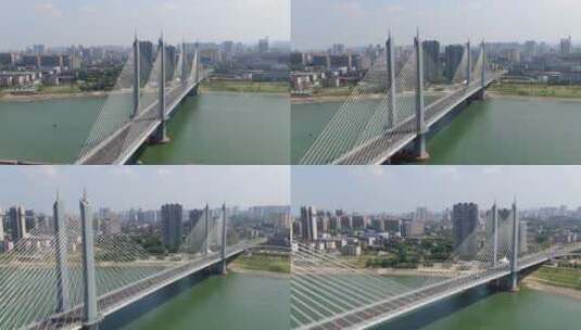 天气晴朗下的湖南省益阳市西流湾大桥高清在线视频素材下载