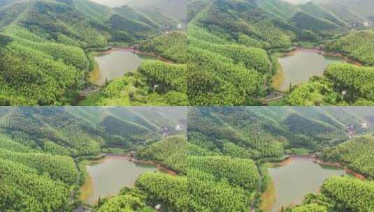 阴雨天气莫干山航拍风景高清在线视频素材下载