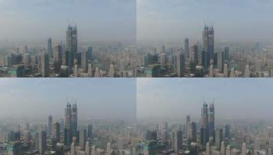 航拍 山东 济南 城市 在建 高楼高清在线视频素材下载