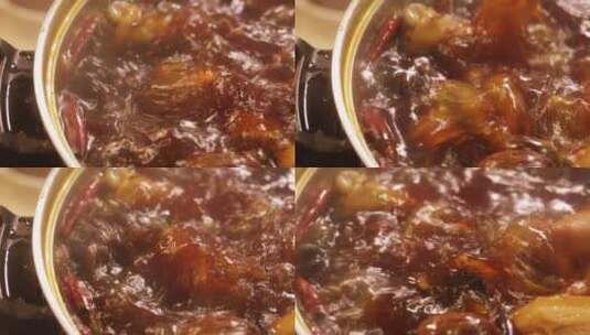 锅中加各种肉类制作一锅卤味高清在线视频素材下载