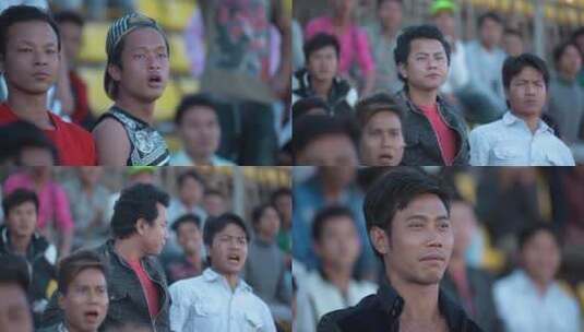 东南亚国人视频看比赛的缅甸观众高清在线视频素材下载