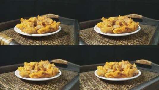 香酥黄金排骨美食油炸排骨4k视频高清在线视频素材下载