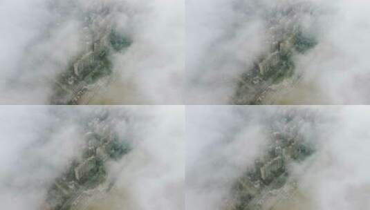 杭州城市风光：钱塘江上空云海景观高清在线视频素材下载