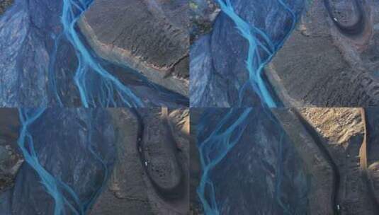 航拍安集海大峡谷谷底特写高清在线视频素材下载