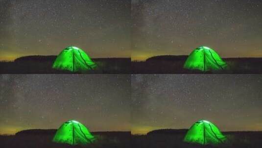 山间星空背景上的帐篷高清在线视频素材下载