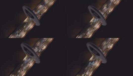 广州猎德大桥夜景航拍-1高清在线视频素材下载