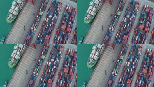 俯拍航拍深圳集装箱码头高清在线视频素材下载