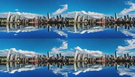 8K重庆渝中CBD建筑倒影视觉效果3高清在线视频素材下载