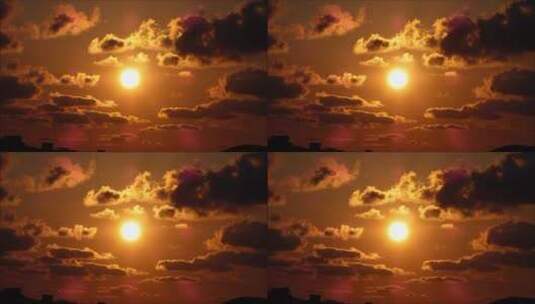 夕阳红色云层循环天空高清在线视频素材下载