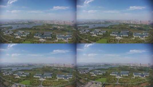 省会城市风光 江西省政府大楼九龙湖高清在线视频素材下载