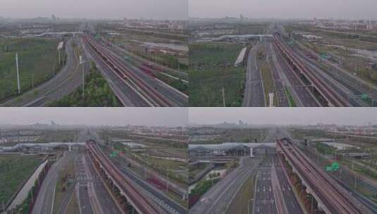 上海疫情期间空城航拍中环高架罗山高架高清在线视频素材下载