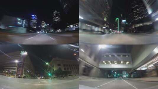 驾驶室视角行车记录仪城市夜晚交通灯光延时高清在线视频素材下载