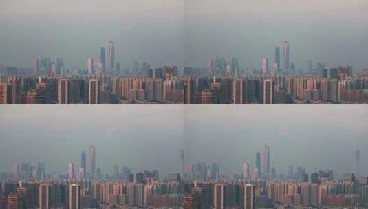 1080P远眺广州塔珠江新城高楼夕阳高清在线视频素材下载