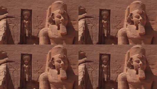 埃及神庙的巨型石雕高清在线视频素材下载