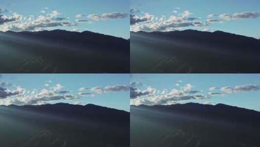 夕阳西下，山上的光影高清在线视频素材下载