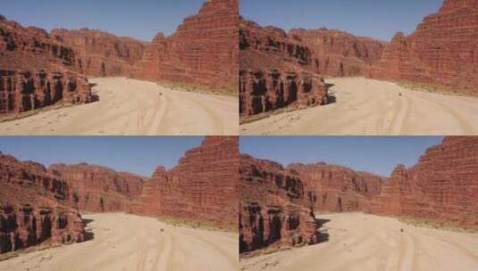 新疆阿克苏温宿大峡谷汽车越野行驶高清在线视频素材下载