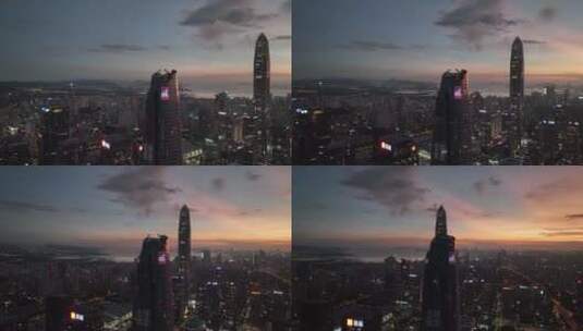 绕行大百汇广场夕阳西下的航拍高清在线视频素材下载