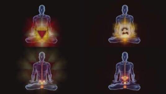 瑜伽冥想姿势与脉轮符号高清在线视频素材下载