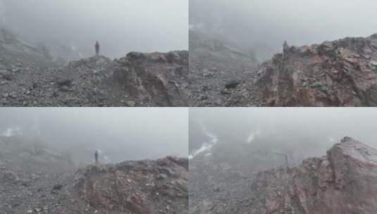 雨崩冰湖航拍高清在线视频素材下载