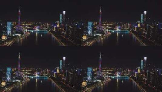广东省广州市城市夜景航拍高清在线视频素材下载
